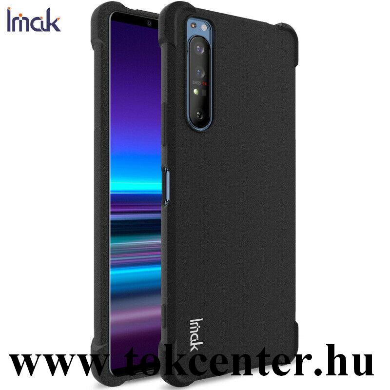 Sony Xperia 1 II (XQ-AT5) IMAK szilikon telefonvédő (közepesen ütésálló, légpárnás sarok, matt + képernyővédő fólia) FEKETE