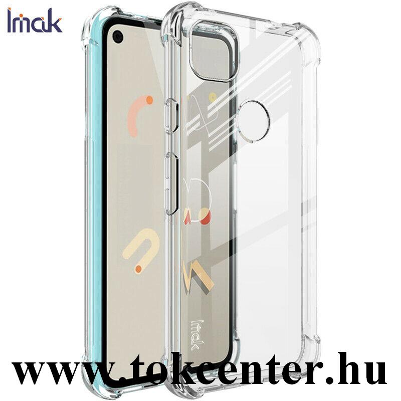 Google Pixel 5 IMAK szilikon telefonvédő (közepesen ütésálló, légpárnás sarok + képernyővédő fólia) ÁTLÁTSZÓ