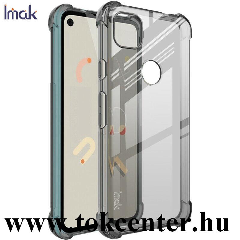Google Pixel 5 IMAK szilikon telefonvédő (közepesen ütésálló, légpárnás sarok + képernyővédő fólia) FÜSTSZÍNŰ