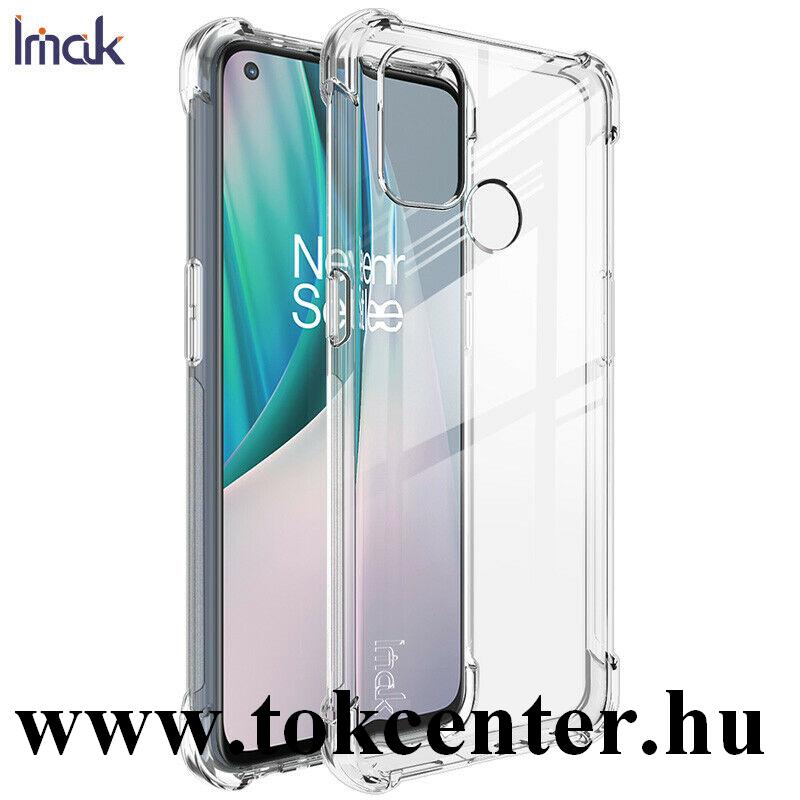 OnePlus Nord N100 IMAK szilikon telefonvédő (közepesen ütésálló, légpárnás sarok + képernyővédő fólia) ÁTLÁTSZÓ