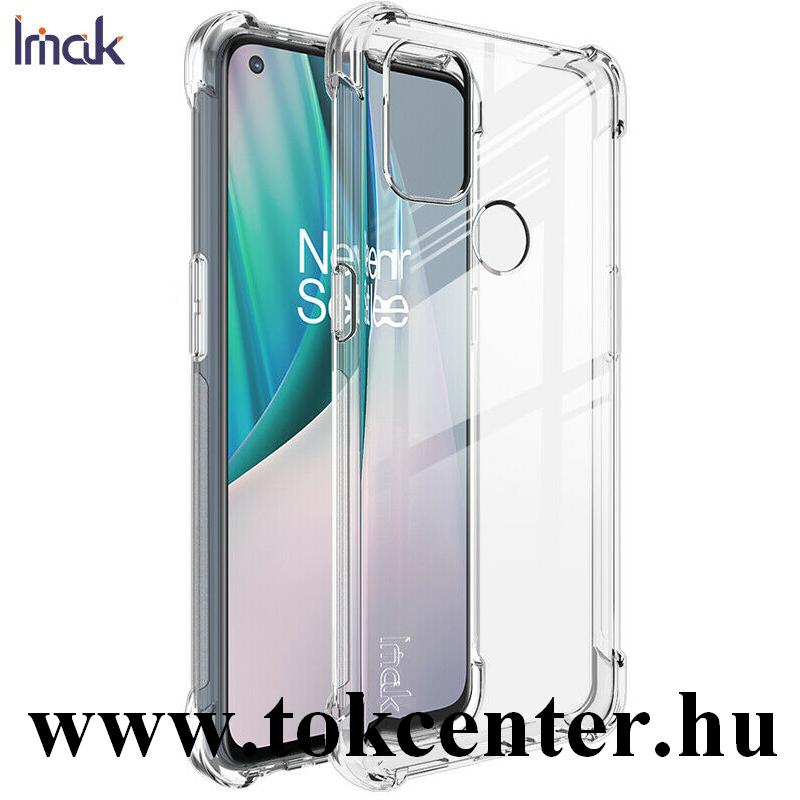 OnePlus Nord N10 5G IMAK szilikon telefonvédő (közepesen ütésálló, légpárnás sarok + képernyővédő fólia) ÁTLÁTSZÓ
