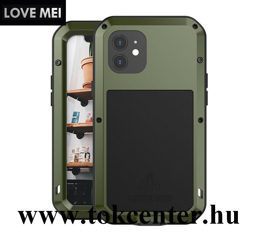 Apple iPhone 12 mini LOVE MEI Defender telefonvédő gumi (ütésálló, fém keret) ZÖLD