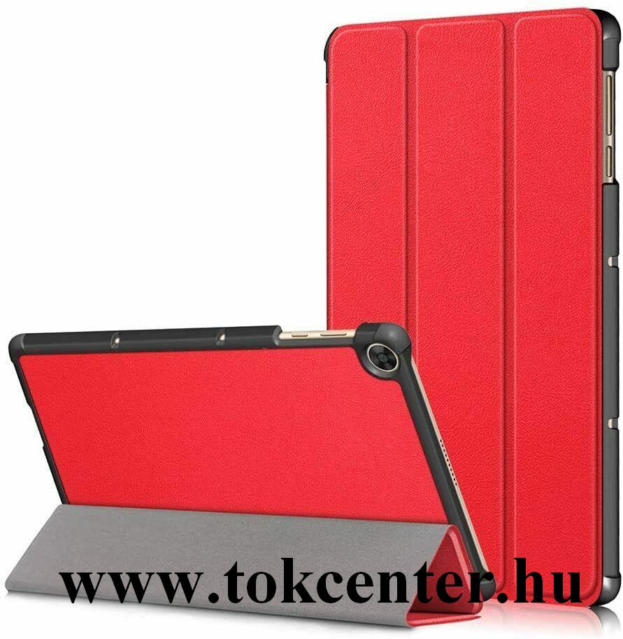 Huawei MatePad T10s WIFI (AGS3-W09) Tok álló, bőr hatású (aktív flip, oldalra nyíló, TRIFOLD asztali tartó funkció) PIROS