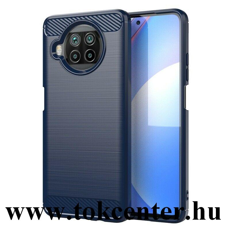 Xiaomi Mi 10T Lite 5G Szilikon telefonvédő (közepesen ütésálló, légpárnás sarok, szálcsiszolt, karbon minta) SÖTÉTKÉK