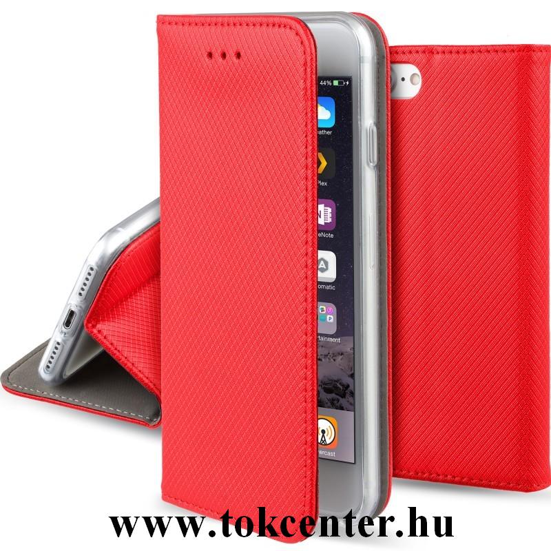 LG Velvet (G910E) / LG Velvet 5G (G900N) Tok álló, bőr hatású (FLIP, oldalra nyíló, asztali tartó funkció, rombusz minta) PIROS