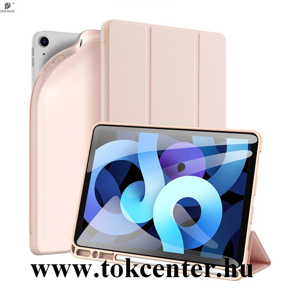 Apple IPAD Air 2020 (Air 4) DUX DUCIS tok álló, bőr hatású (aktív flip, oldalra nyíló, TRIFOLD asztali tartó funkció, Apple Pencil tartó) RÓZSASZÍN