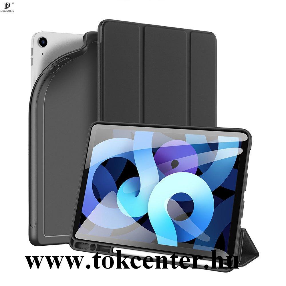 Apple IPAD Air 2020 (Air 4) DUX DUCIS tok álló, bőr hatású (aktív flip, oldalra nyíló, TRIFOLD asztali tartó funkció, Apple Pencil tartó) FEKETE