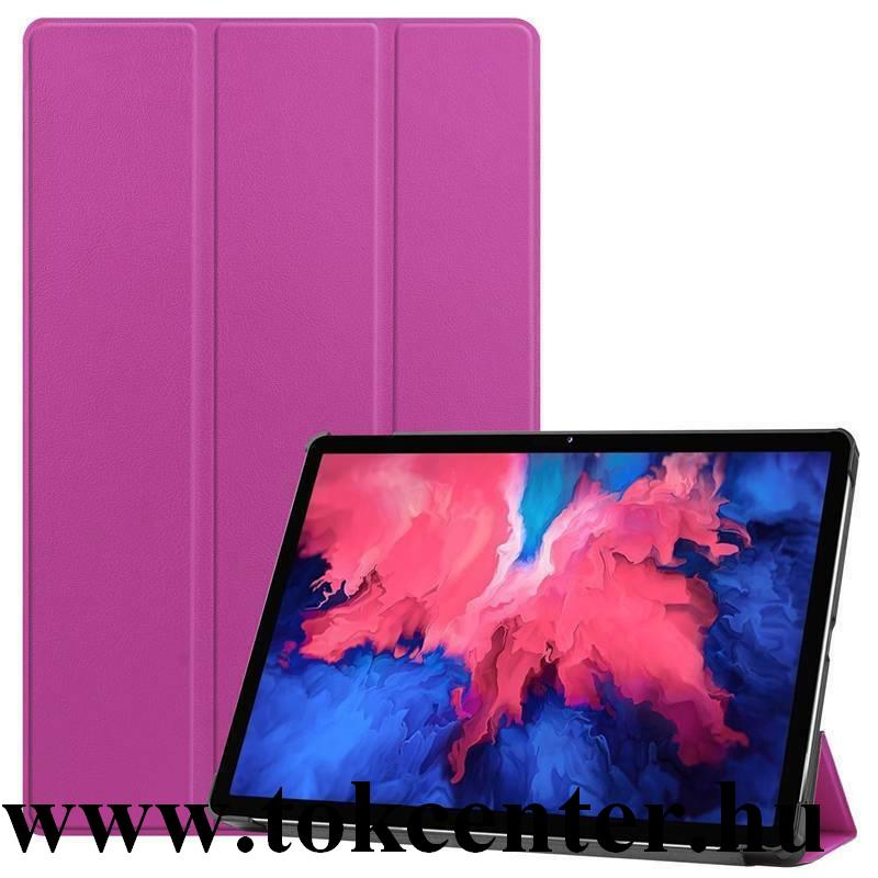 Lenovo Tab P11 (TB-J606F) Tok álló, bőr hatású (aktív flip, oldalra nyíló, TRIFOLD asztali tartó funkció) LILA