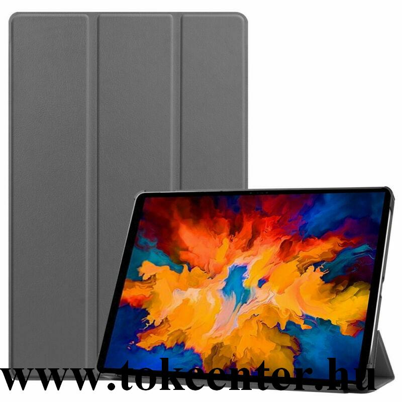 Lenovo Tab P11 Pro (TB-J706F) Tok álló, bőr hatású (aktív flip, oldalra nyíló, TRIFOLD asztali tartó funkció) SZÜRKE