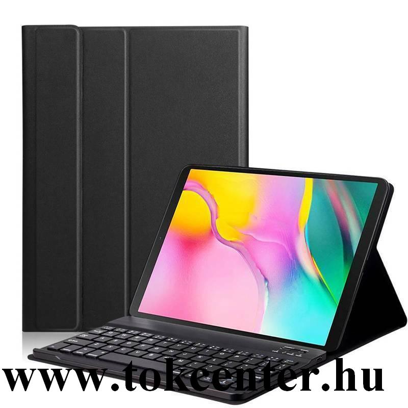 Samsung Galaxy Tab S7 Plus WIFI (SM-T970) /Tab S7 Plus WIFI 5G (SM-T976) Tok álló, bőr hatású (FLIP, bluetooth billentyűzet, asztali tartó funkció, QWERTY, angol nyelvű) FEKETE