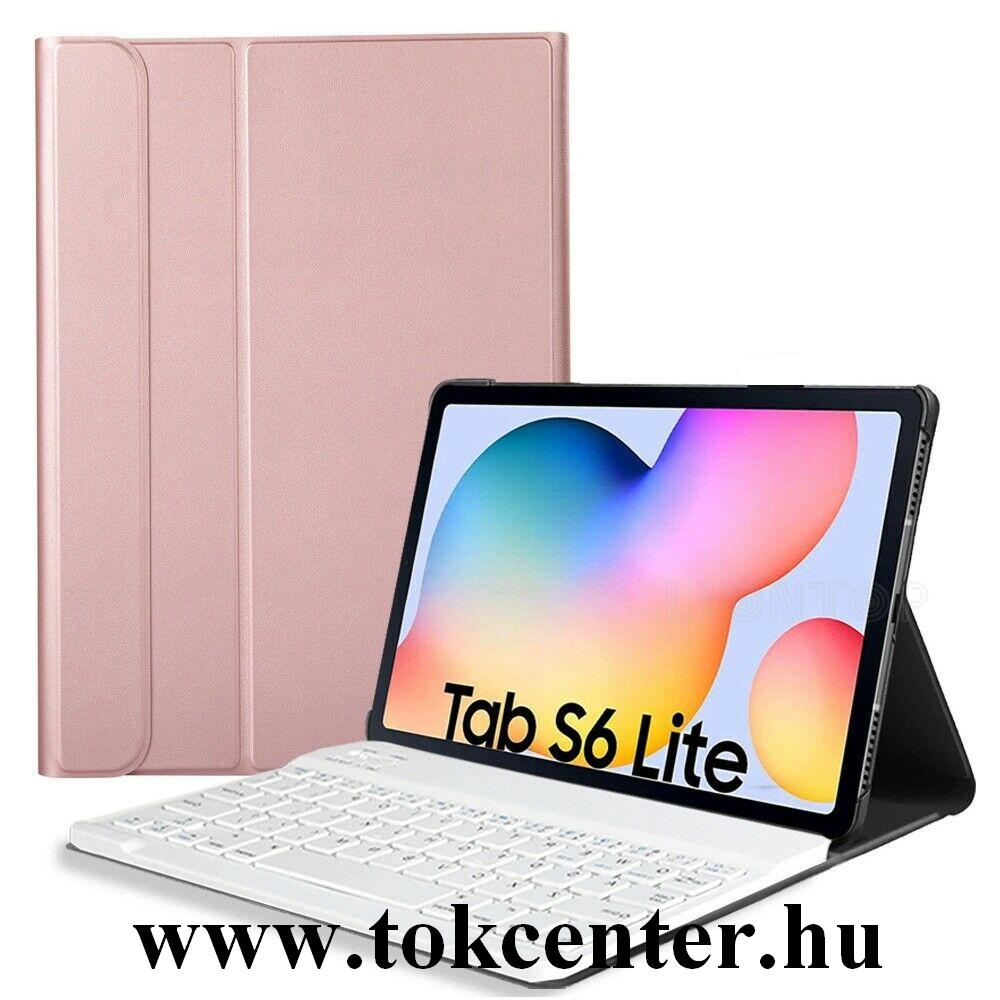 Samsung Galaxy Tab S6 Lite 10.4 LTE (SM-P615) /Tab S6 Lite 10.4 WIFI (SM-P610) Tok álló, bőr hatású (FLIP, bluetooth billentyűzet, asztali tartó funkció, QWERTY, GP-FBP615TG kompatibilis) ROZÉARANY
