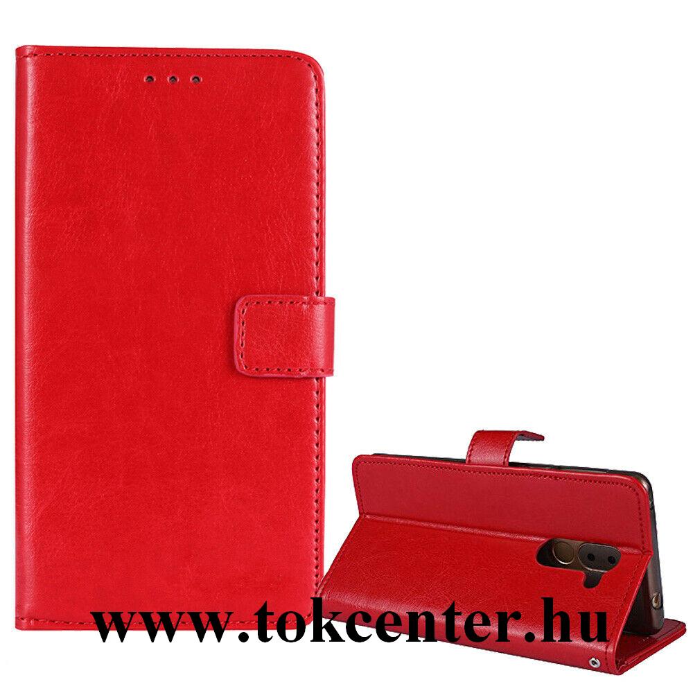 ZTE Blade A3 2020 Tok álló, bőr hatású (FLIP, oldalra nyíló, asztali tartó funkció) PIROS