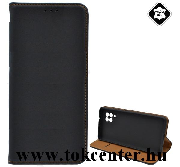 Samsung Galaxy A42 5G (SM-A425F) Tok álló,valódi bőr (FLIP, oldalra nyíló, asztali tartó funkció) FEKETE