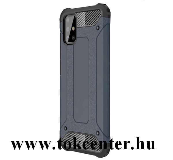 Samsung Galaxy A71 5G (SM-A716F) Defender műanyag telefonvédő (közepesen ütésálló, légpárnás sarok, szilikon belső, fémhatás) SÖTÉTKÉK