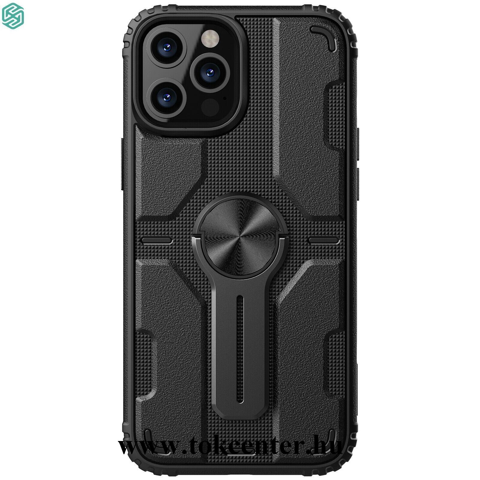 Apple iPhone 12 / Apple iPhone 12 Pro NILLKIN MEDLEY defender műanyag telefonvédő (közepesen ütésálló, szilikon belső, kitámasztó) FEKETE