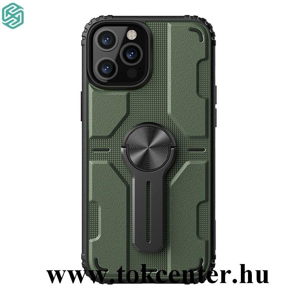 Apple iPhone 12 / Apple iPhone 12 Pro NILLKIN MEDLEY defender műanyag telefonvédő (közepesen ütésálló, szilikon belső, kitámasztó) ZÖLD