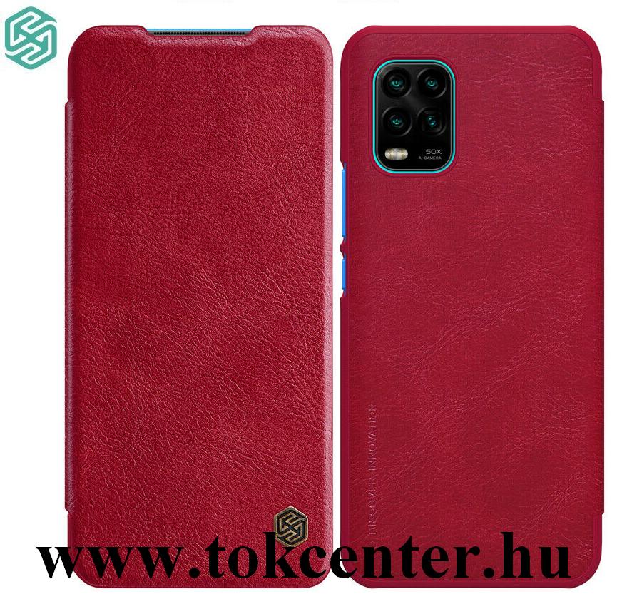 Xiaomi Mi 10 Lite 5G NILLKIN QIN tok álló, bőr hatású (aktív flip, oldalra nyíló, bankkártya tartó) PIROS