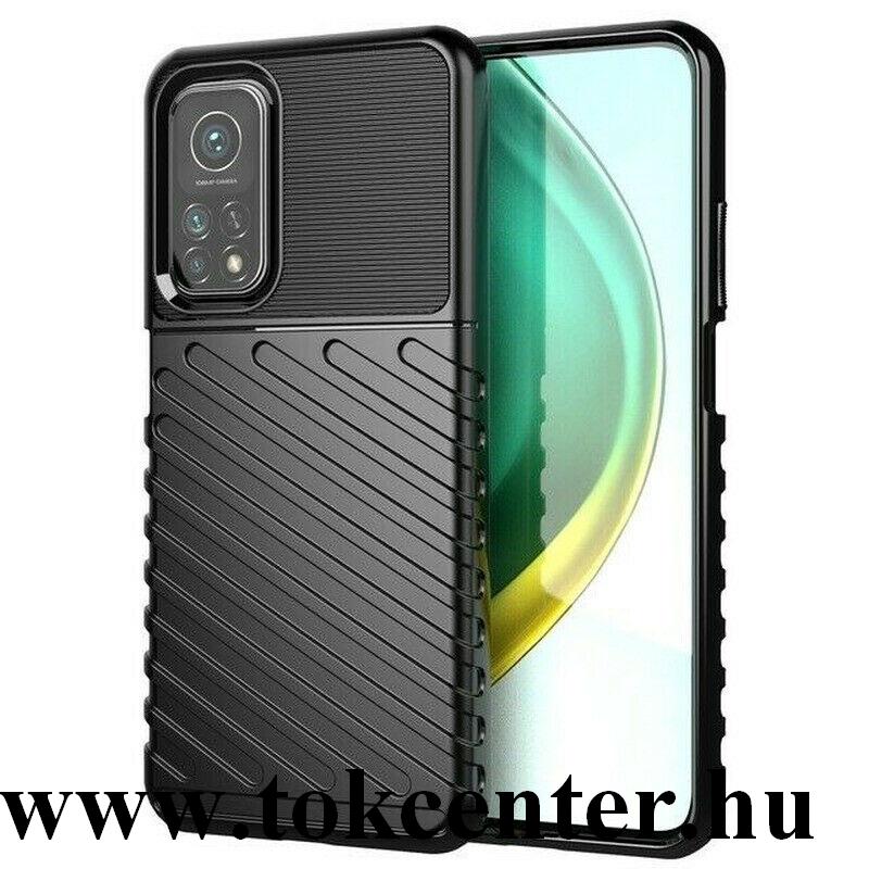 Xiaomi Mi 10T 5G / Xiaomi Mi 10T Pro 5G Szilikon telefonvédő (közepesen ütésálló, csíkos, dombor minta) FEKETE