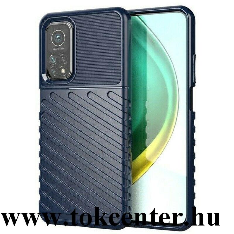 Xiaomi Mi 10T 5G / Xiaomi Mi 10T Pro 5G Szilikon telefonvédő (közepesen ütésálló, csíkos, dombor minta) SÖTÉTKÉK