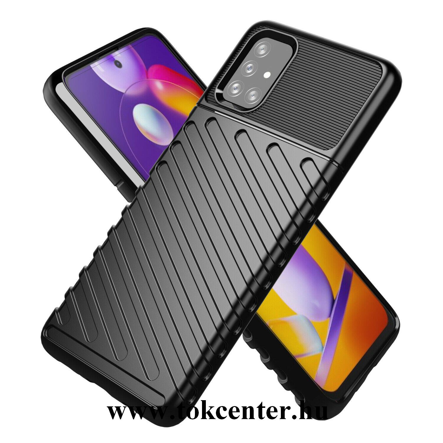 Samsung Galaxy M31s (SM-M317F) Szilikon telefonvédő (közepesen ütésálló, csíkos, dombor minta) FEKETE