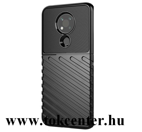 Nokia 3.4 Szilikon telefonvédő (közepesen ütésálló, csíkos, dombor minta) FEKETE