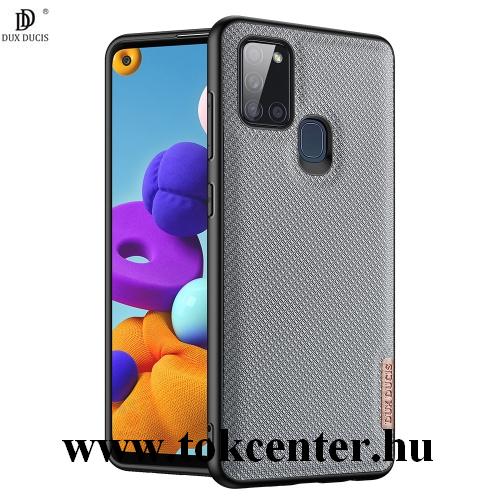 Samsung Galaxy A21s (SM-A217F) DUX DUCIS FINO szilikon telefonvédő (műanyag belső, közepesen ütésálló, rombusz minta) SÖTÉTKÉK