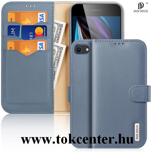 Apple iPhone 7 4.7 / iPhone 8 4.7 / iPhone SE (2020) DUX DUCIS HIVO tok álló, valódi bőr (FLIP, oldalra nyíló, asztali tartó funkció, bankkártya tartó) SÖTÉTKÉK
