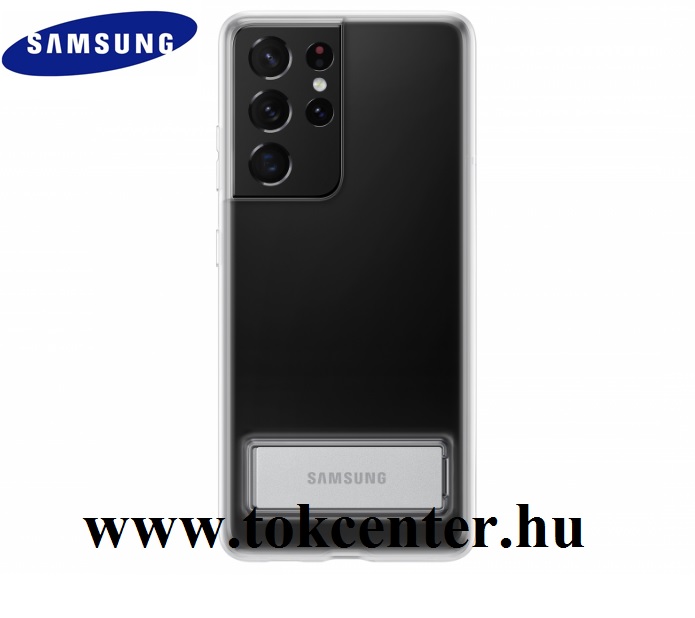 Samsung Galaxy S21 Ultra (SM-G998) 5G Gyári Műanyag telefonvédő (dupla rétegű, gumírozott, asztali tartó funkció) ÁTLÁTSZÓ (EF-JG998CTEG)