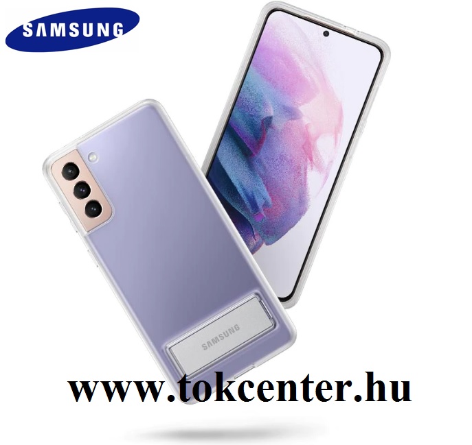 Samsung Galaxy S21 Plus (SM-G996) 5G Gyári Műanyag telefonvédő (dupla rétegű, gumírozott, asztali tartó funkció) ÁTLÁTSZÓ (EF-JG996CTEG)