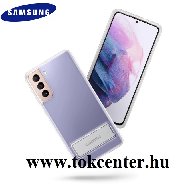 Samsung Galaxy S21 (SM-G991) 5G Gyári Műanyag telefonvédő (dupla rétegű, gumírozott, asztali tartó funkció) ÁTLÁTSZÓ (EF-JG991CTEG)