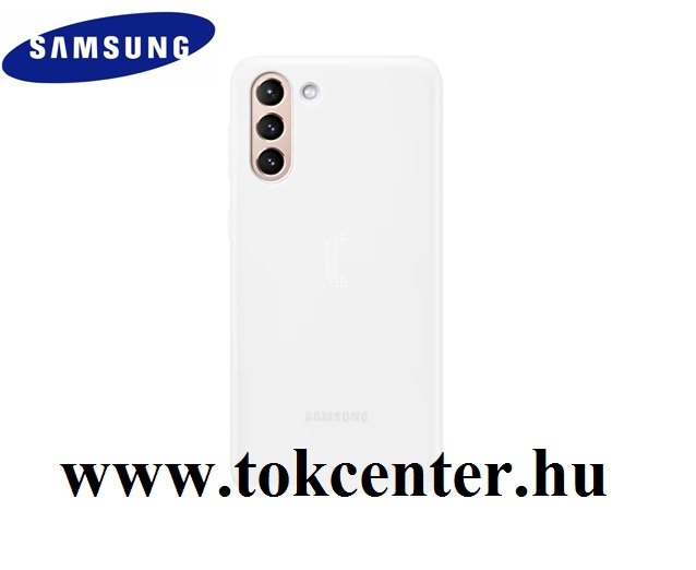 Samsung Galaxy S21 Plus (SM-G996) 5G Gyári Műanyag telefonvédő (ultravékony, hívás és üzenetjelző funkció, LED világítás) FEHÉR (EF-KG996CWEG)