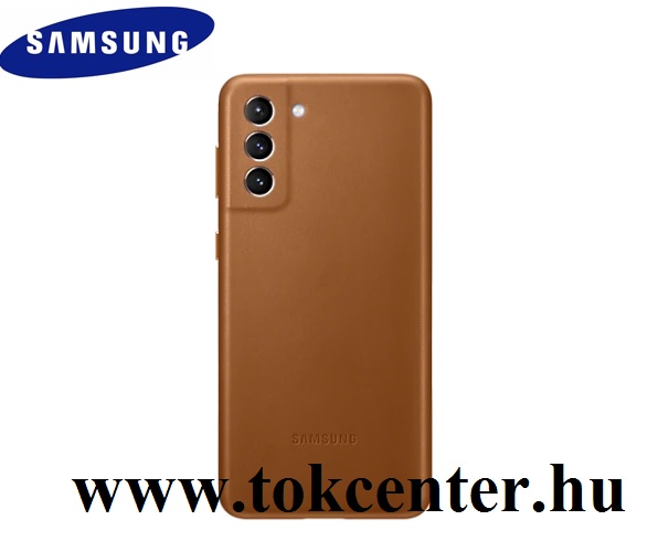 Samsung Galaxy S21 Plus (SM-G996) 5G Gyári Műanyag telefonvédő (valódi bőr hátlap) BARNA (EF-VG996LAEG)