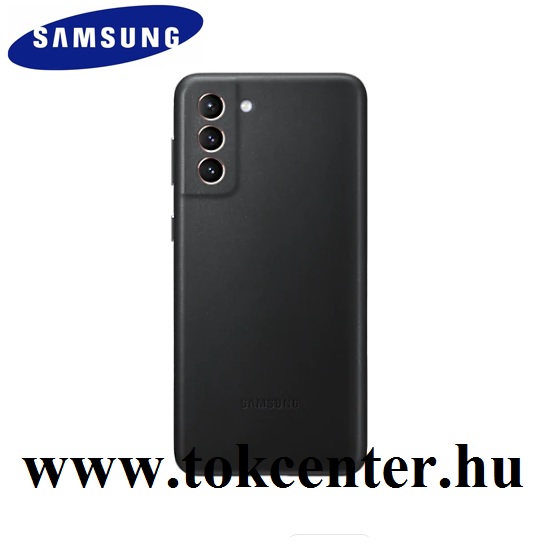 Samsung Galaxy S21 (SM-G991) 5G Gyári Műanyag telefonvédő (valódi bőr hátlap) FEKETE (EF-VG991LBEG)