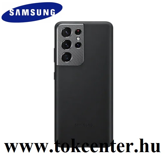 Samsung Galaxy S21 Ultra (SM-G998) 5G Gyári Műanyag telefonvédő (valódi bőr hátlap) FEKETE (EF-VG998LBEGWW)