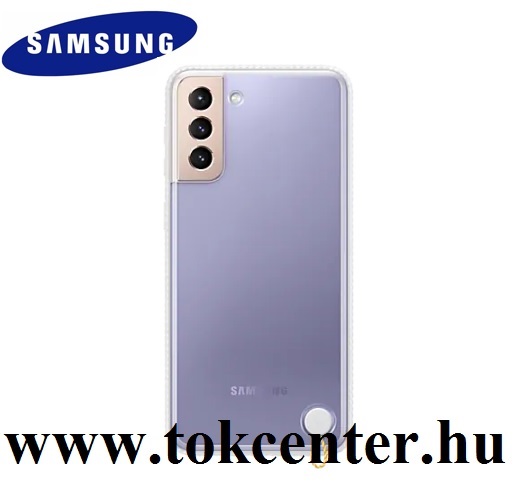 Samsung Galaxy S21 Plus (SM-G996) 5G Gyári Szilikon telefonvédő (átlátszó hátlap, ütésálló keret) FEHÉR (EF-GG996CWEG)