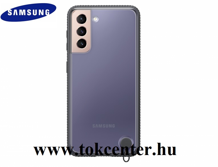 Samsung Galaxy S21 (SM-G991) 5G Gyári Szilikon telefonvédő (átlátszó hátlap, ütésálló keret) FEKETE (EF-GG991CBEG)