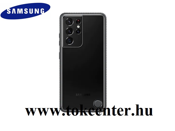 Samsung Galaxy S21 Ultra (SM-G998) 5G Gyári Szilikon telefonvédő (átlátszó hátlap, ütésálló keret) FEKETE (EF-GG998CBEG)