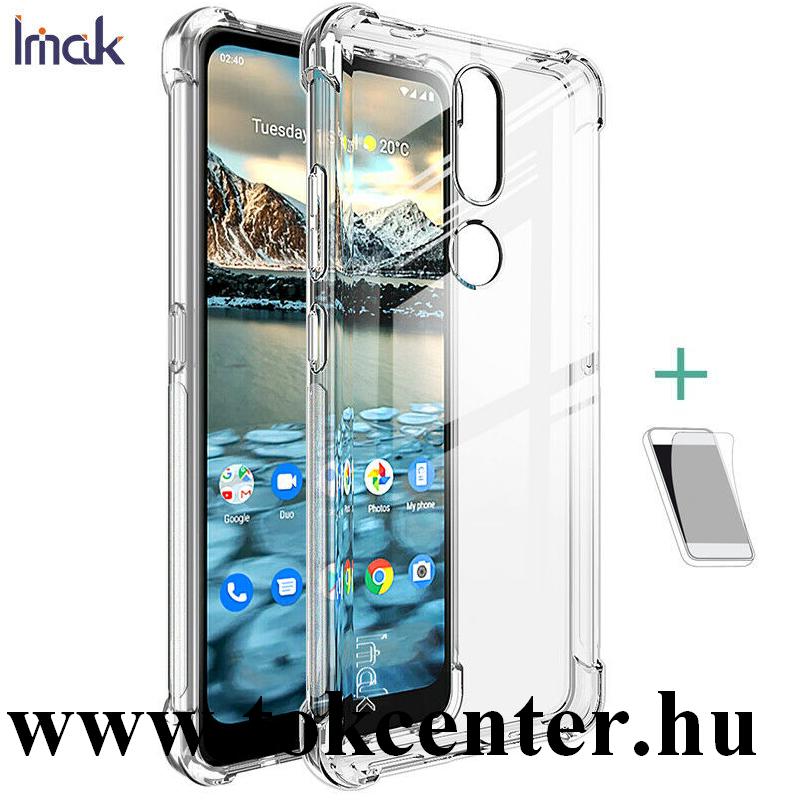 Nokia 2.4 IMAK szilikon telefonvédő (közepesen ütésálló, légpárnás sarok + képernyővédő fólia) ÁTLÁTSZÓ