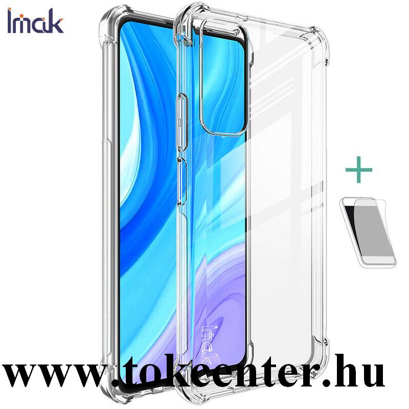 Huawei P Smart (2021) IMAK szilikon telefonvédő (közepesen ütésálló, légpárnás sarok + képernyővédő fólia) ÁTLÁTSZÓ