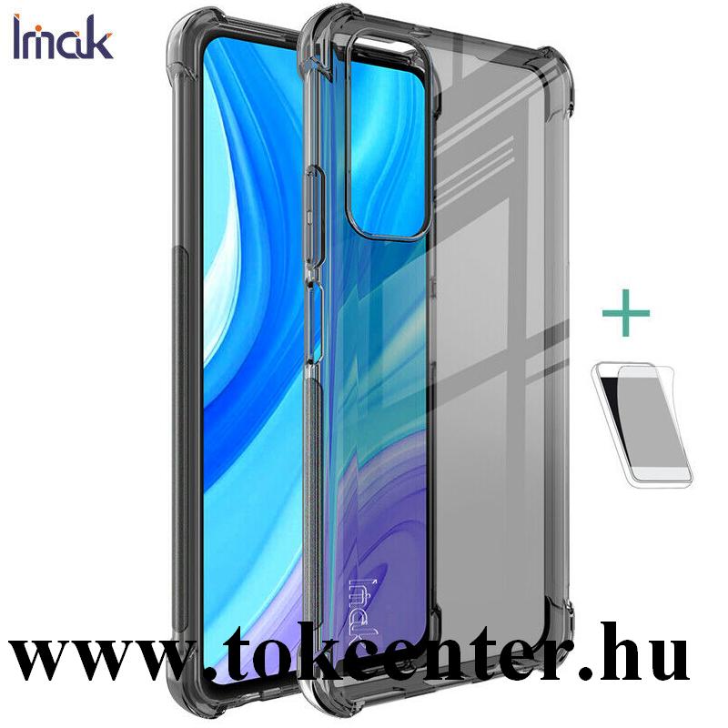 Huawei P Smart (2021) IMAK szilikon telefonvédő (közepesen ütésálló, légpárnás sarok + képernyővédő fólia) FÜSTSZÍNŰ