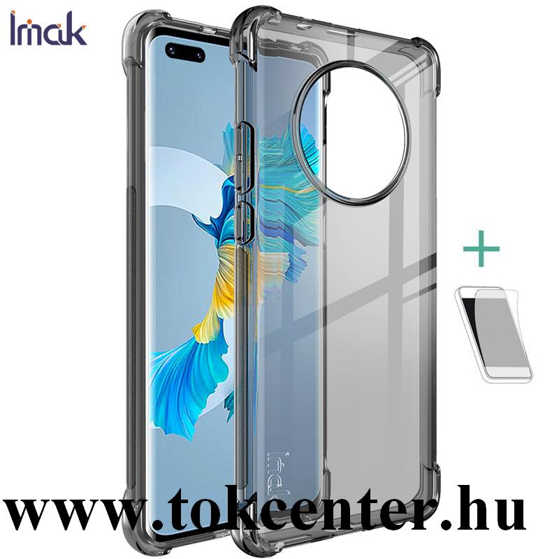 Huawei Mate 40 Pro IMAK szilikon telefonvédő (közepesen ütésálló, légpárnás sarok + képernyővédő fólia) FÜSTSZÍNŰ