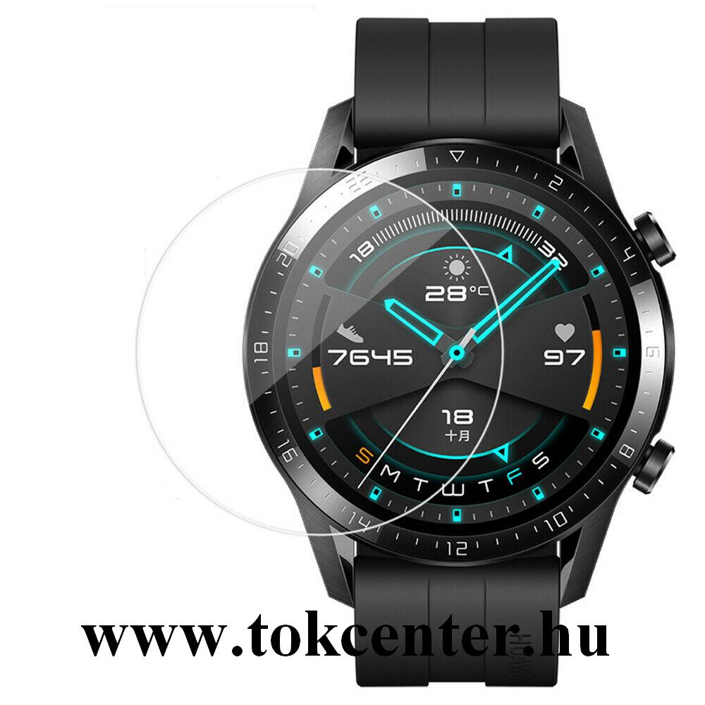 Huawei Watch GT 2 42mm Kijelzővédő üveg (2db, lekerekített szél, karcálló, 9H) ÁTLÁTSZÓ