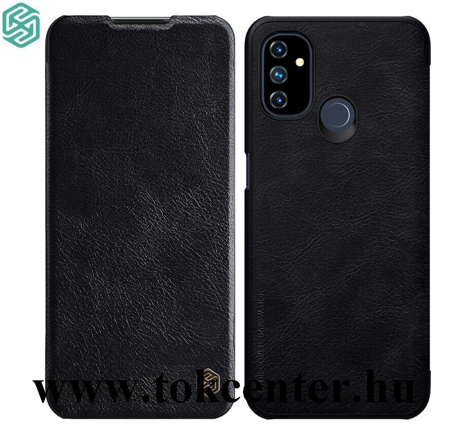 OnePlus Nord N100 NILLKIN QIN tok álló, bőr hatású (aktív flip, oldalra nyíló, bankkártya tartó) FEKETE