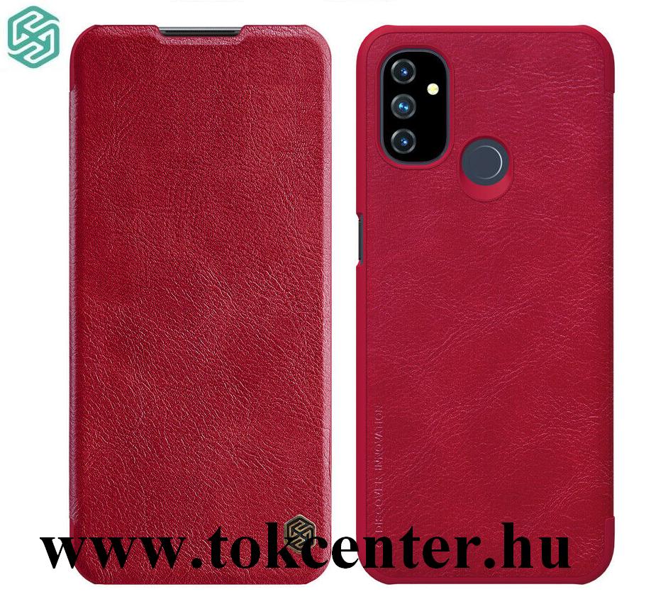 OnePlus Nord N100 NILLKIN QIN tok álló, bőr hatású (aktív flip, oldalra nyíló, bankkártya tartó) PIROS