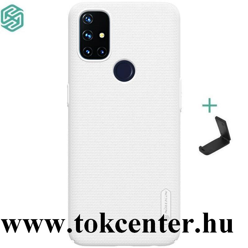 OnePlus Nord N10 5G NILLKIN SUPER FROSTED műanyag telefonvédő (gumírozott, érdes felület + asztali tartó) FEHÉR
