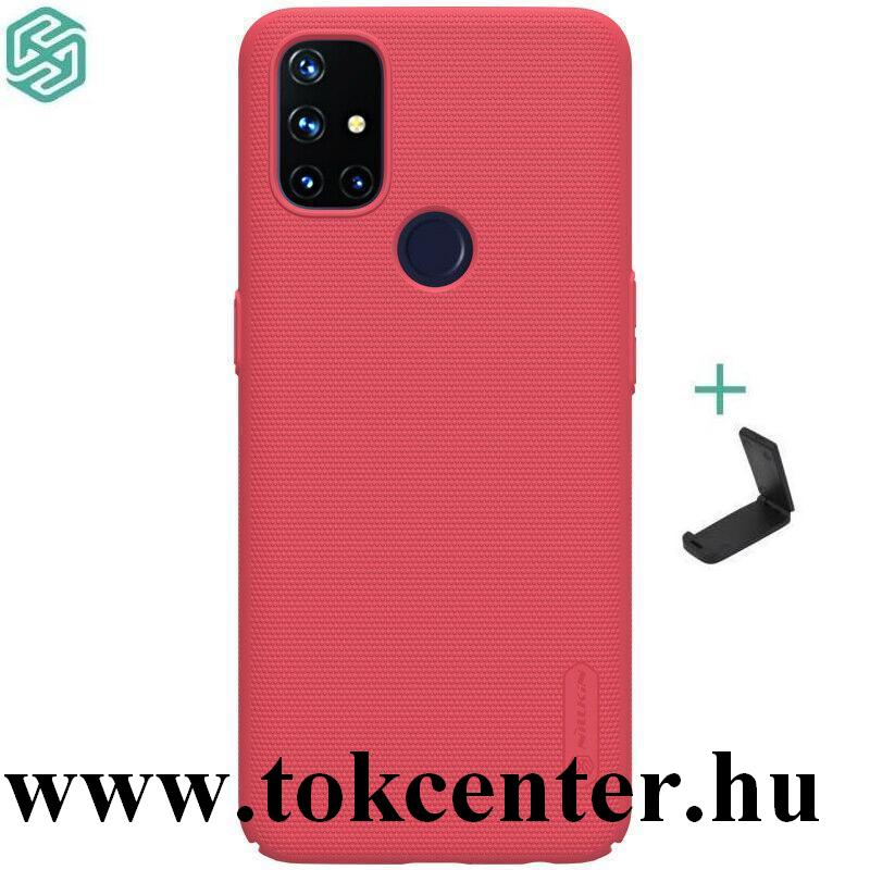OnePlus Nord N10 5G NILLKIN SUPER FROSTED műanyag telefonvédő (gumírozott, érdes felület + asztali tartó) PIROS