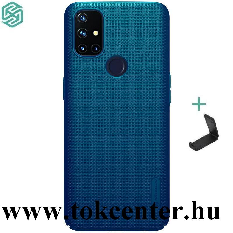 OnePlus Nord N10 5G NILLKIN SUPER FROSTED műanyag telefonvédő (gumírozott, érdes felület + asztali tartó) SÖTÉTKÉK