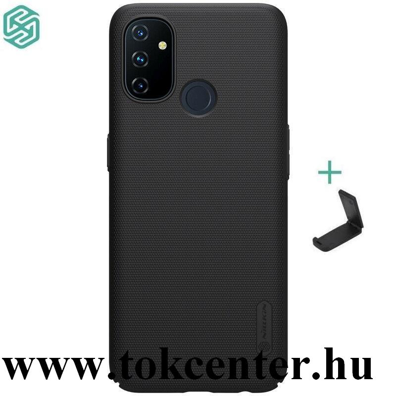 OnePlus Nord N100 NILLKIN SUPER FROSTED műanyag telefonvédő (gumírozott, érdes felület + asztali tartó) FEKETE