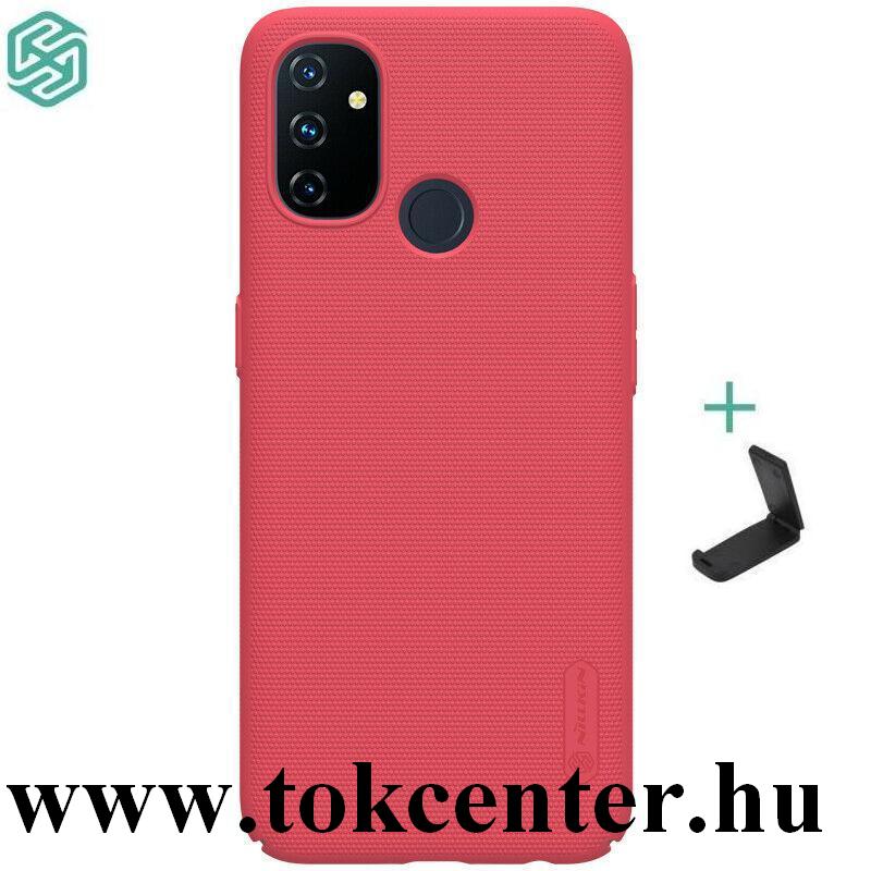 OnePlus Nord N100 NILLKIN SUPER FROSTED műanyag telefonvédő (gumírozott, érdes felület + asztali tartó) PIROS