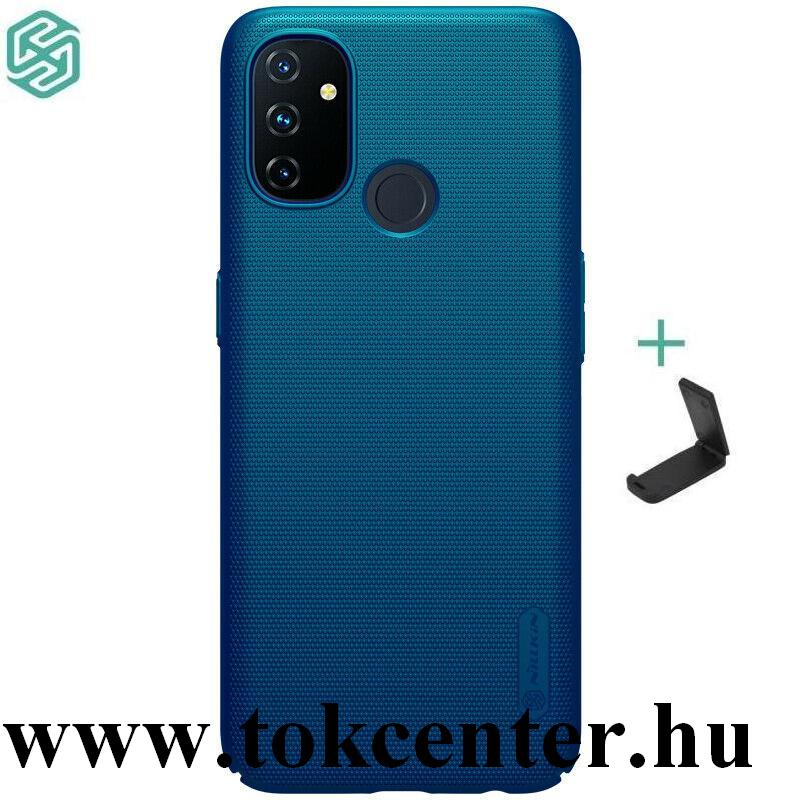 OnePlus Nord N100 NILLKIN SUPER FROSTED műanyag telefonvédő (gumírozott, érdes felület + asztali tartó) SÖTÉTKÉK